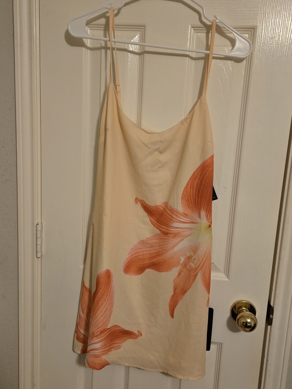 NWT Lulu's Cream Mini Dress with Orange Floral Print - Picture 2 of 4